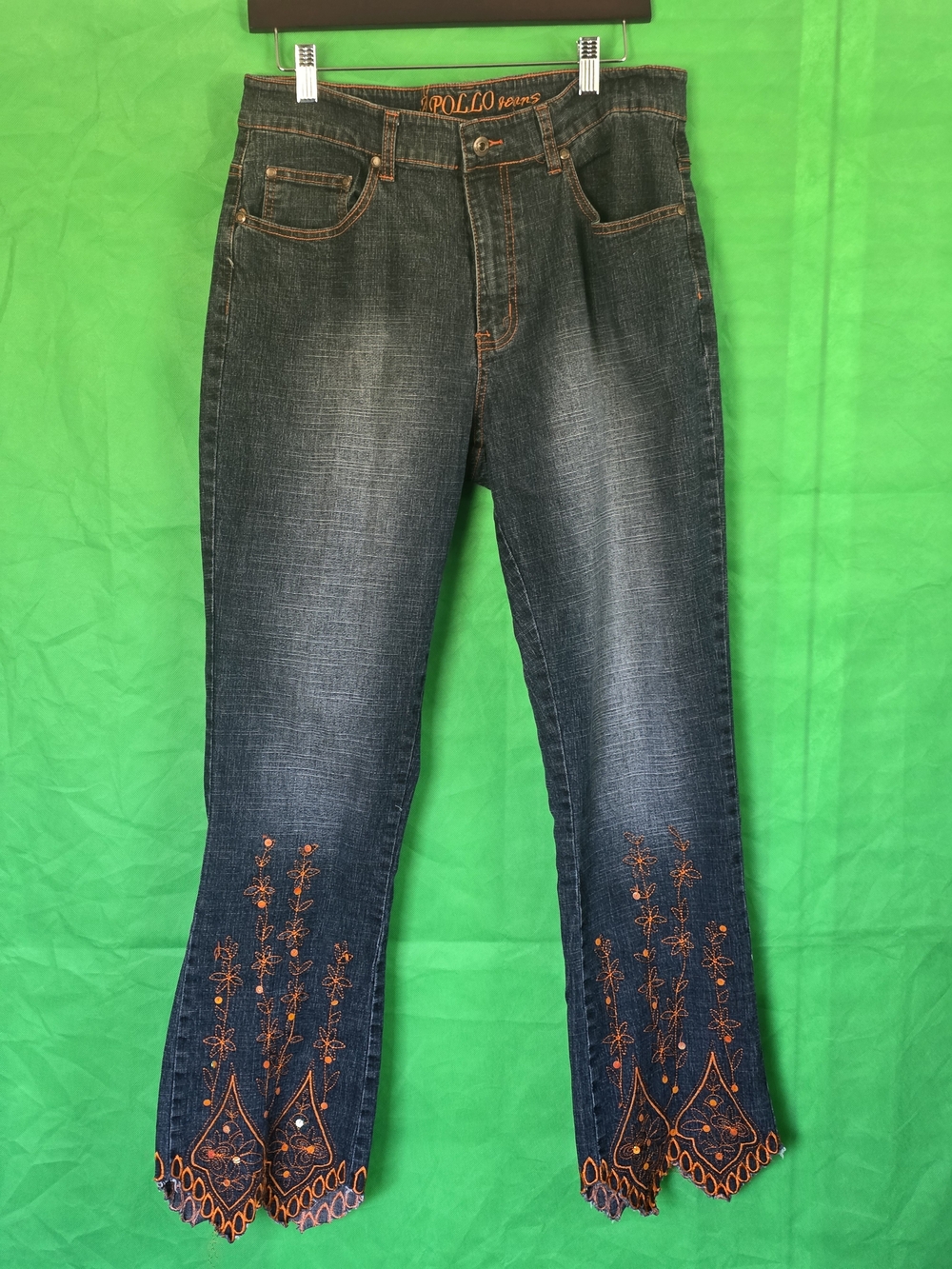 Apollo Jeans Stretch Bootcut Denim Ramie Cotton Blend Embroidery 13/14